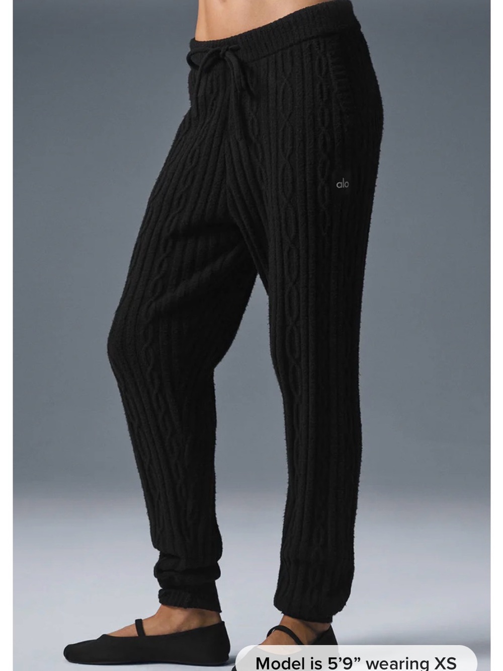 ALO Yoga Black Cable-Knit Jogger Sweatpants